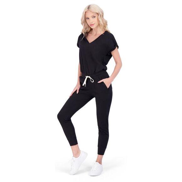 n:p by n:PHILANTHROPY Lawes Women’s Short Sleeve Cotton V-Neck Jumpsuit NWT - Picture 5 of 5
